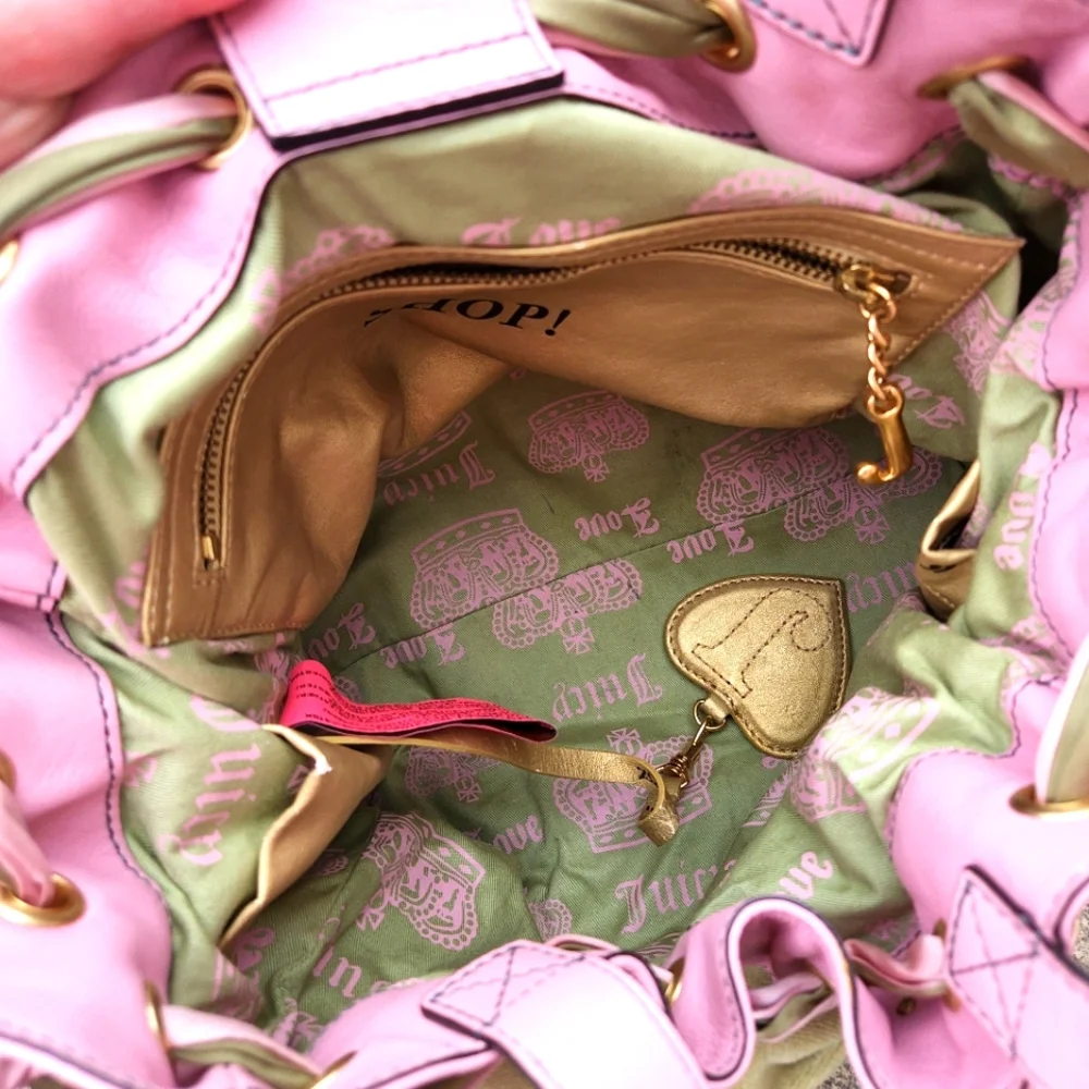 SOLD Juicy Couture Velour Sage Green and Baby Pink Daydreamer Bag - Picture 7 of 13